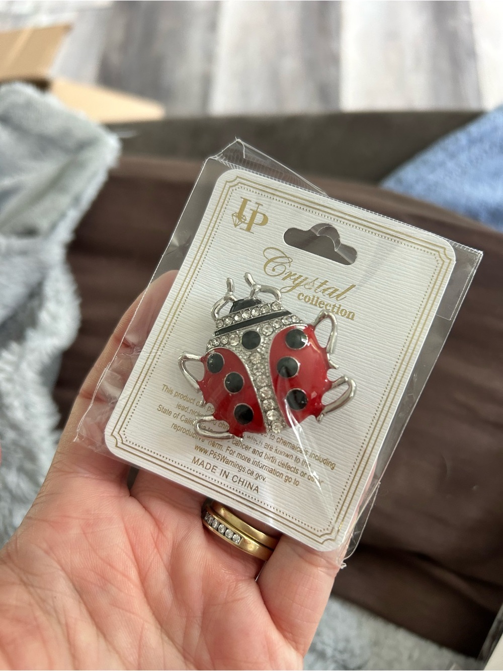 4/$50 Red Ladybug Crystal Brooch - JP Crystal Collection